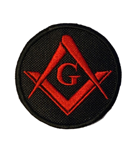 Masonic Crested Embroidered Patch Red With G 65mm x 65mm