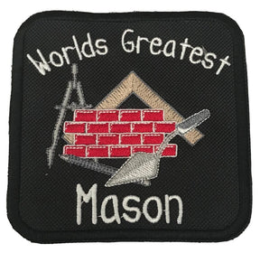 Worlds Greatest Mason Freemasonry Embroidered Sew / Iron on Patch 103mm x 103mm 