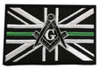 Freemason Masonic Thin Green Line With G Embroidered Sew / Iron on Patch 90mm x 60mm 