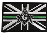 Freemason Masonic Thin Green Line With G Embroidered Sew / Iron on Patch 90mm x 60mm 