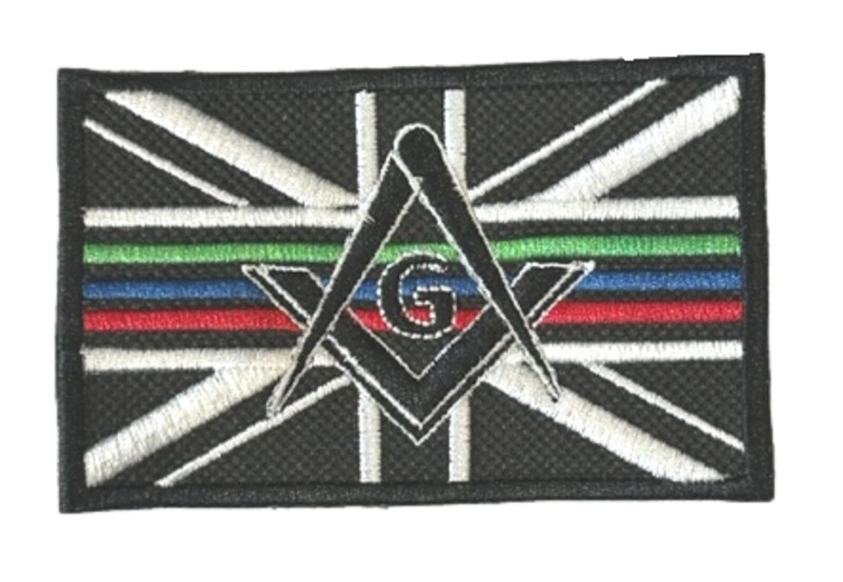 Mason Masonic Three Thin Lines Emergency Services Embroidered Sew / Iron on Patch 90mm x 68mm
