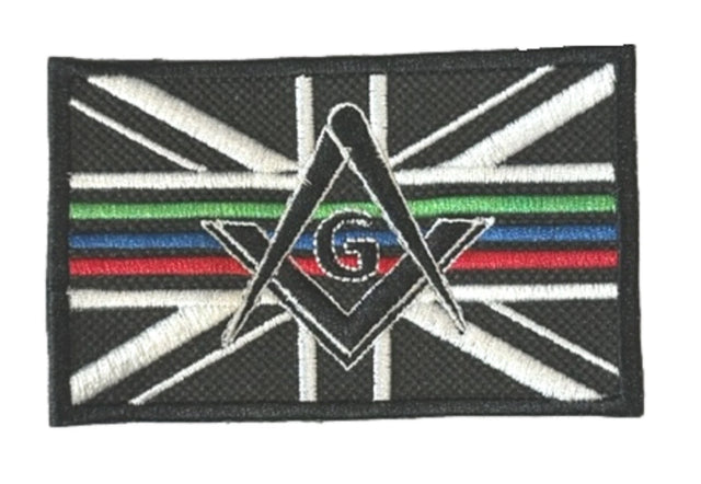 Mason Masonic Three Thin Lines Emergency Services Embroidered Sew / Iron on Patch 90mm x 68mm