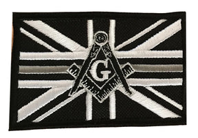 Freemason Masonic Thin Silver Line With G Embroidered Sew / Iron on Patch 90mm x 60mm