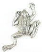 Detailed pewter climbing frog pin badge with butterfly clutch fastening