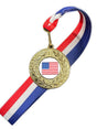 50mm USA Flag Medal – FREE Ribbon & FREE 4-Line Engraving (MED01)