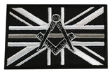 Freemason Masonic Thin Silver Line No G Embroidered Sew / Iron on Patch 90mm x 60mm