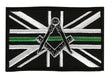 Masonic Thin Green Line No G Embroidered Sew / Iron on Patch 90mm x 60mm