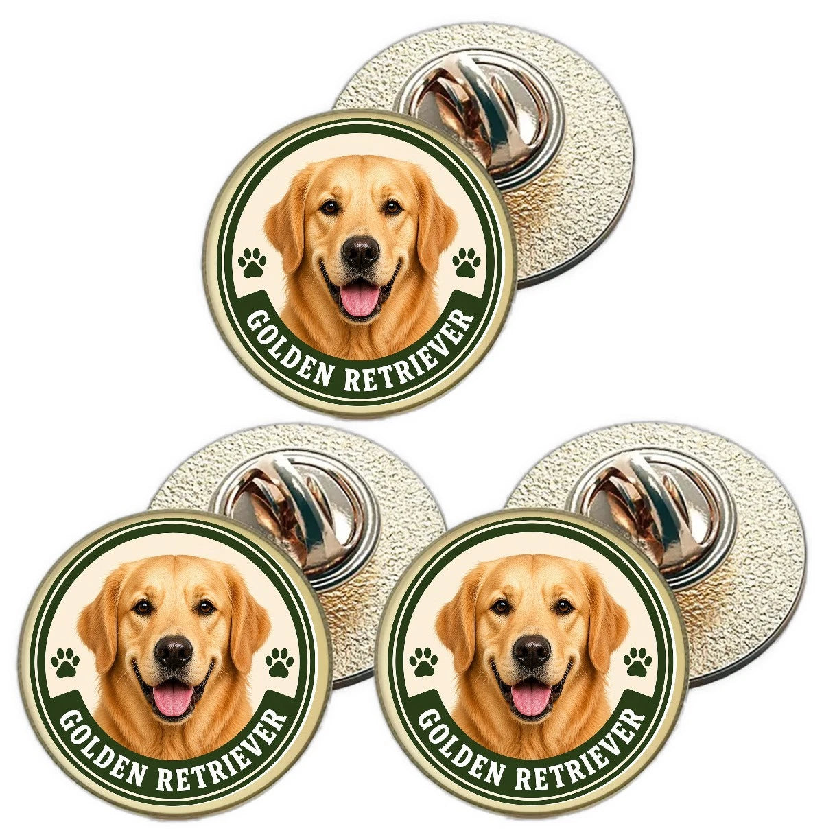 3 x Golden Retriever Dog (BU27) Lapel Pin Badges