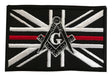 Freemason Masonic Thin Red Line With G Embroidered Sew / Iron on Patch 90mm x 60mm