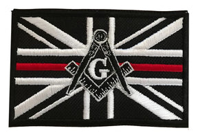 Freemason Masonic Thin Red Line With G Embroidered Sew / Iron on Patch 90mm x 60mm