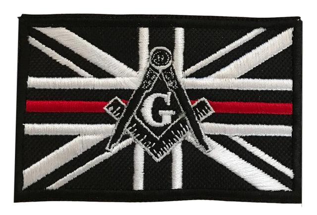 Freemason Masonic Thin Red Line With G Embroidered Sew / Iron on Patch 90mm x 60mm