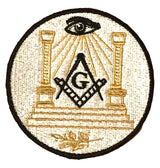 Masonic Crest & Temple With All Seeing Eye Embroidered Sew / Iron on Patch 75mm x 75mm 