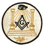 Masonic Crest & Temple With All Seeing Eye Embroidered Sew / Iron on Patch 75mm x 75mm 