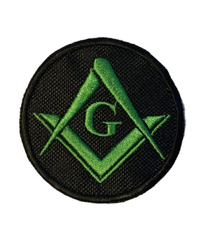 Masonic Crested Embroidered Patch Green with G 65mm x 65mm