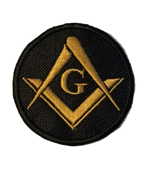 Masonic Crested Embroidered Patch Gold With G 65mm x 65mm 