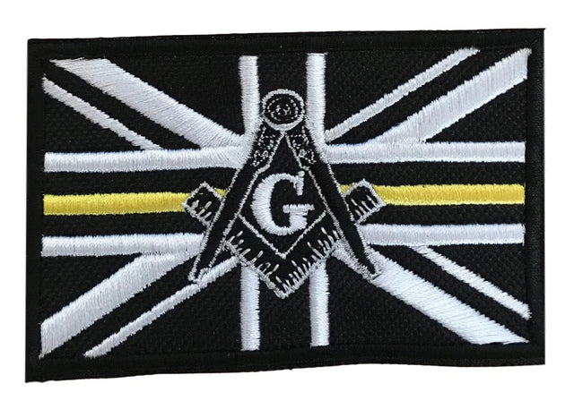 Freemason Masonic Thin Yellow Line With G Embroidered Sew / Iron on Patch 90mm x 60mm