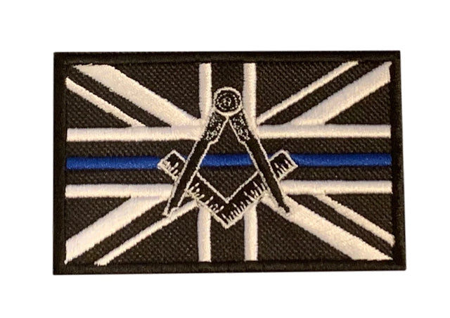 Freemason Masonic Thin Blue Line No G Embroidered Sew / Iron on Patch 90mm x 60mm