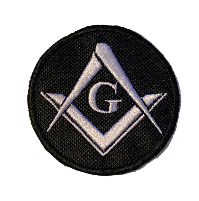 Masonic Crested Embroidered Patch White With G 65mm x 65mm