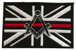 Masonic No G Thin Red Line Embroidered Sew / Iron on Patch 90mm x 60mm