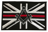 Masonic No G Thin Red Line Embroidered Sew / Iron on Patch 90mm x 60mm