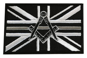 Masonic No G Thin Silver Line Embroidered Sew / Iron on Patch 90mm x 60mm 