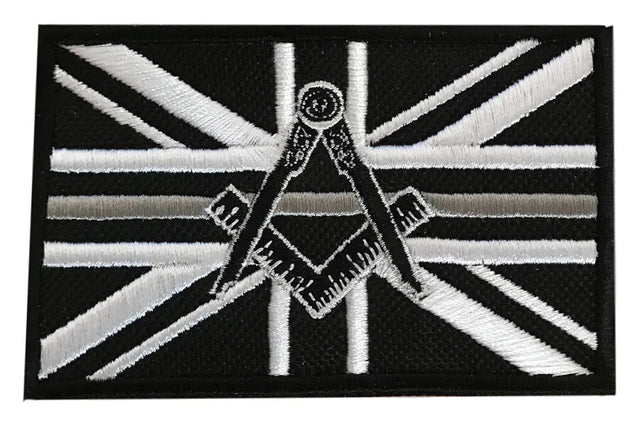Masonic No G Thin Silver Line Embroidered Sew / Iron on Patch 90mm x 60mm 