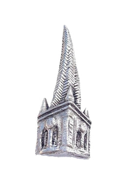 Chesterfield Crooked Spire pewter pin badge Derbyshire landmark