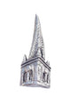 Chesterfield Crooked Spire pewter pin badge Derbyshire landmark