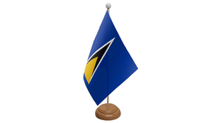 Flagmania Saint Lucia wooden hand flags, 9x6 inch, pack of 12, no bases