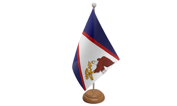 Flagmania Samoa (American) wooden hand flags, 9x6 inch, pack of 12, no bases