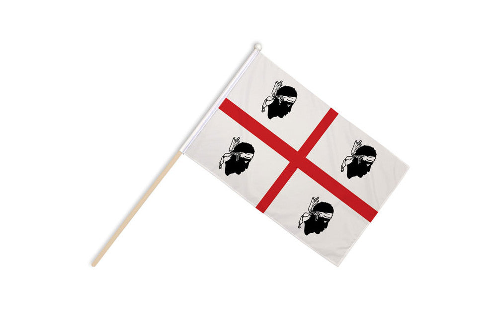 Flagmania Sardinia wooden hand flags, 9x6 inch, pack of 12, no bases