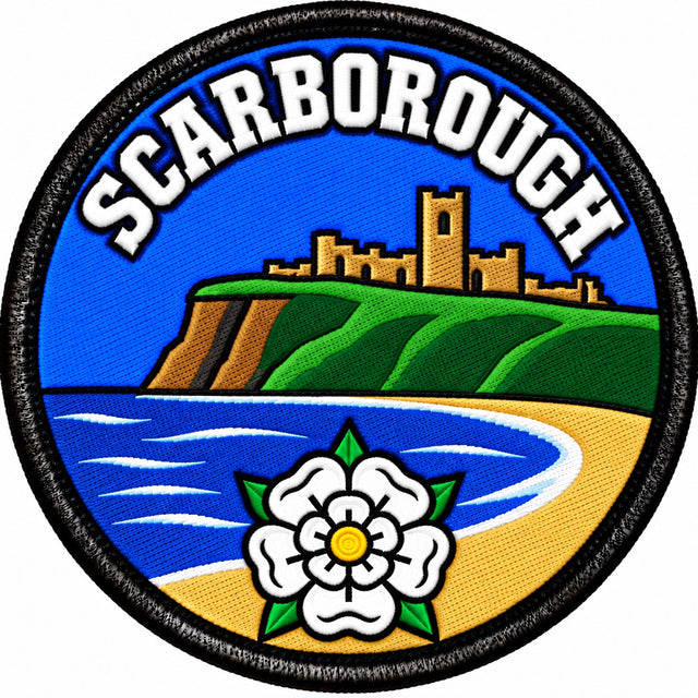 Scarborough Yorkshire Castle Coast White Rose 80mm Embroidered Patch
