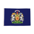Scotland Jacobite flag with Scottish arms and unicorns on blue centred on white