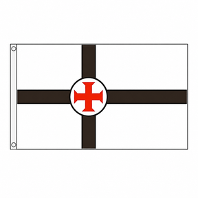 Secret Society of Templars flag with dark cross and red centre cross on white
