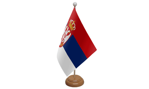 Flagmania Serbia Crest wooden hand flags, 9x6 inch, pack of 12, no bases