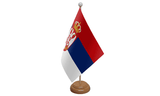 Flagmania Serbia Crest wooden hand flags, 9x6 inch, pack of 12, no bases
