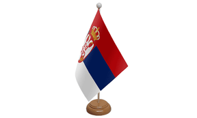 Flagmania Serbia Crest wooden hand flags, 9x6 inch, pack of 12, no bases