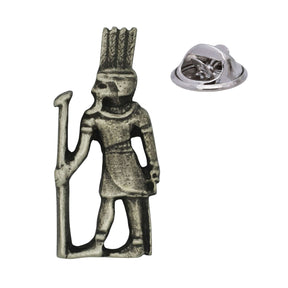 Shu ancient Egyptian god pewter lapel pin badge with staff and butterfly clutch fastening