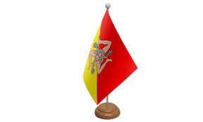Flagmania Sicily wooden hand flags, 9x6 inch, pack of 12, no bases