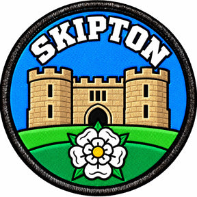 Skipton Yorkshire Castle White Rose 80mm Embroidered Patch