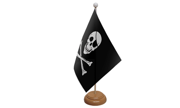 Flagmania Skull and Crossbones wooden hand flags, 9x6 inch, pack of 12, no bases