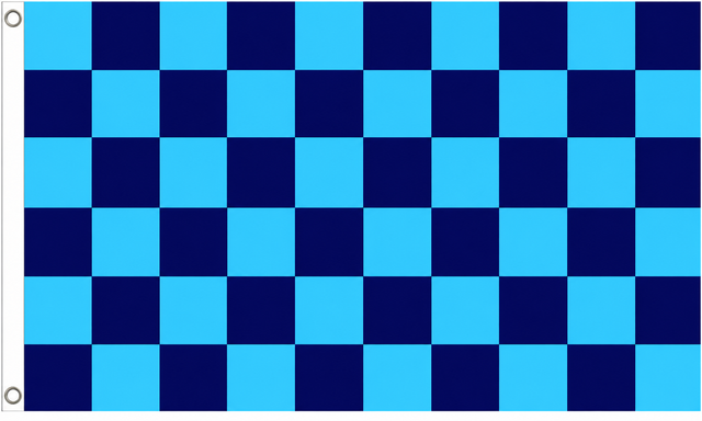Sky blue and navy blue chequered flag, 5ft x 3ft