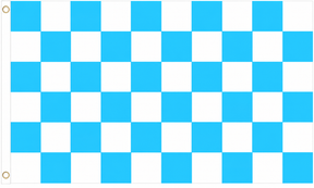 Sky blue and white chequered flag, 5ft x 3ft