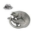 Sleeping curled-up cat pewter lapel pin badge with butterfly clutch fastening