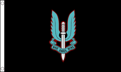 Flagmania Special Air Service (SAS) Black 3ft x 2ft Polyester Flag on white background