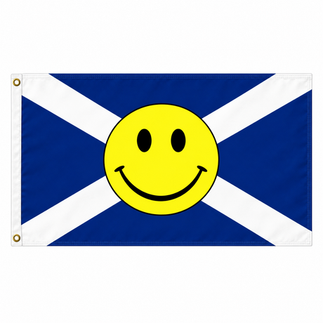 St Andrews Scotland flag with yellow smiley face, 5ft x 3ft