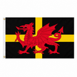 St David's Dragon flag featuring a red Welsh dragon over a yellow cross on black
