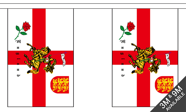 St George Charger 3 metre bunting, 10 flags - Flagmania