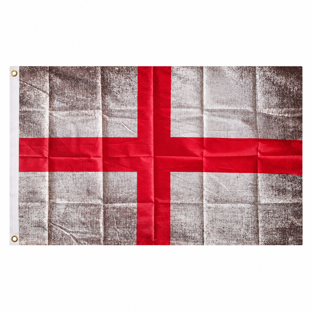 St George Grunge England flag with distressed red cross design, 5ft x 3ft