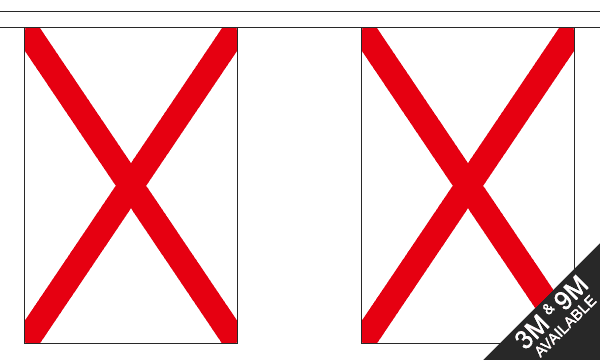 St Patricks Cross 3 metre bunting, 10 flags - Flagmania